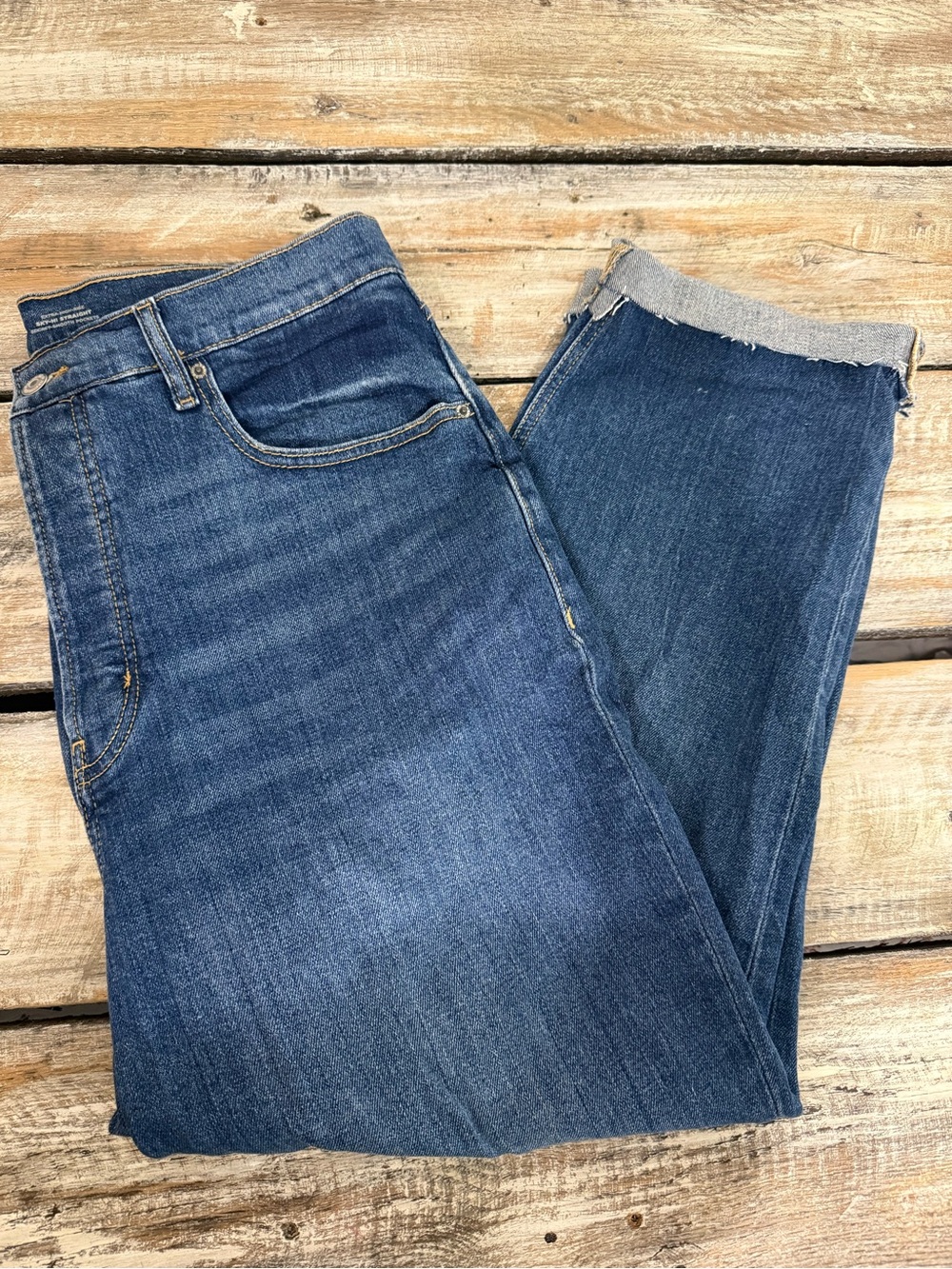 Old Navy Extra High Rise Sky High Straight Jeans